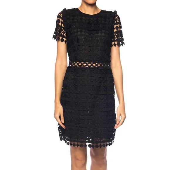chinese dress ladies Michael Kors Black & Nude Lace Dress sz 4 main image 1